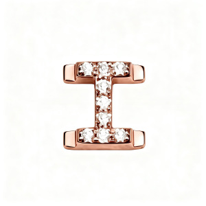 Letter With Diamond I Charm - Rose Gold