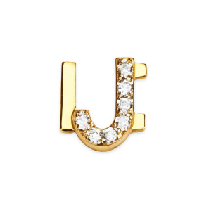 Letter With Diamond J Charm - Gold