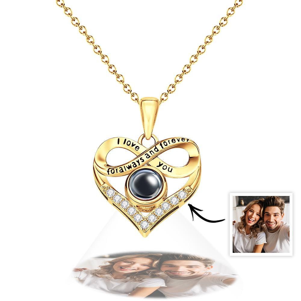 Custom Infinite Photo Projection Necklace Memorial Gift for Mom Infinity Love Necklace Personalized Picture Inside Jewelry - soufeelau