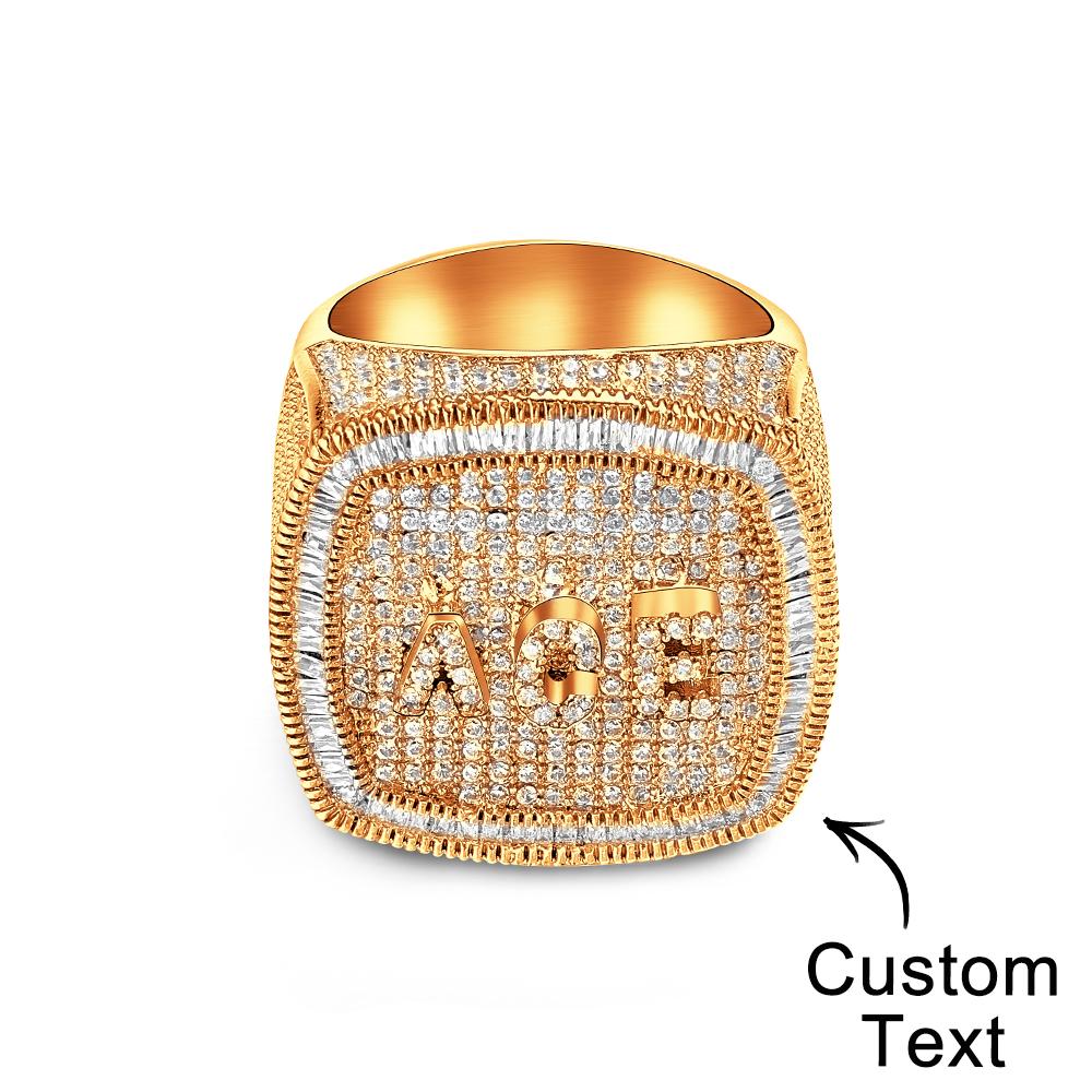 Custom Name Hip Hop Ring Personalized Trendy Inlaid Zircon Ring Gifts For Him - soufeelau