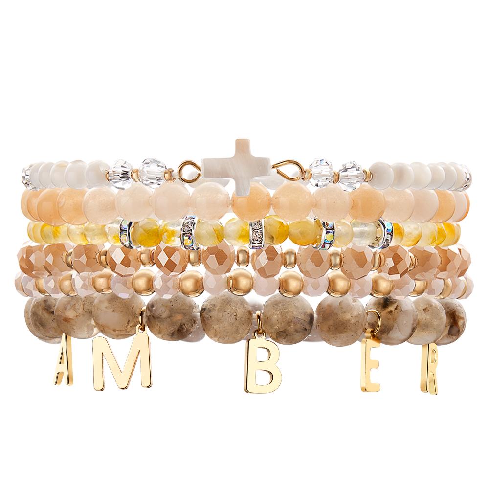 Custom Name Bracelet Letter Pendant Bohemia Style Beach Gift for Her - soufeelau