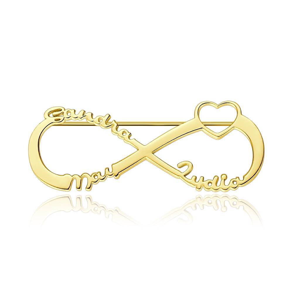 Custom Infinity Name Brooch Nameplate Lapel Pin Memorial Gifts Rose Gold Plated - soufeelau