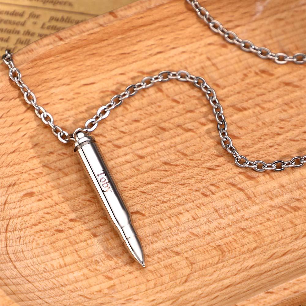 Custom Name Necklace Metal Bullet Cool Gift for Men - soufeelau
