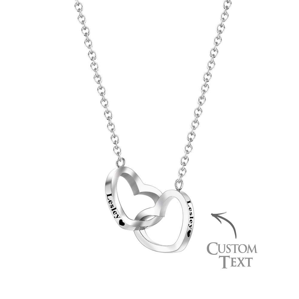 Custom Engraved Necklace Two Hearts Personalized Names Gift for Couples