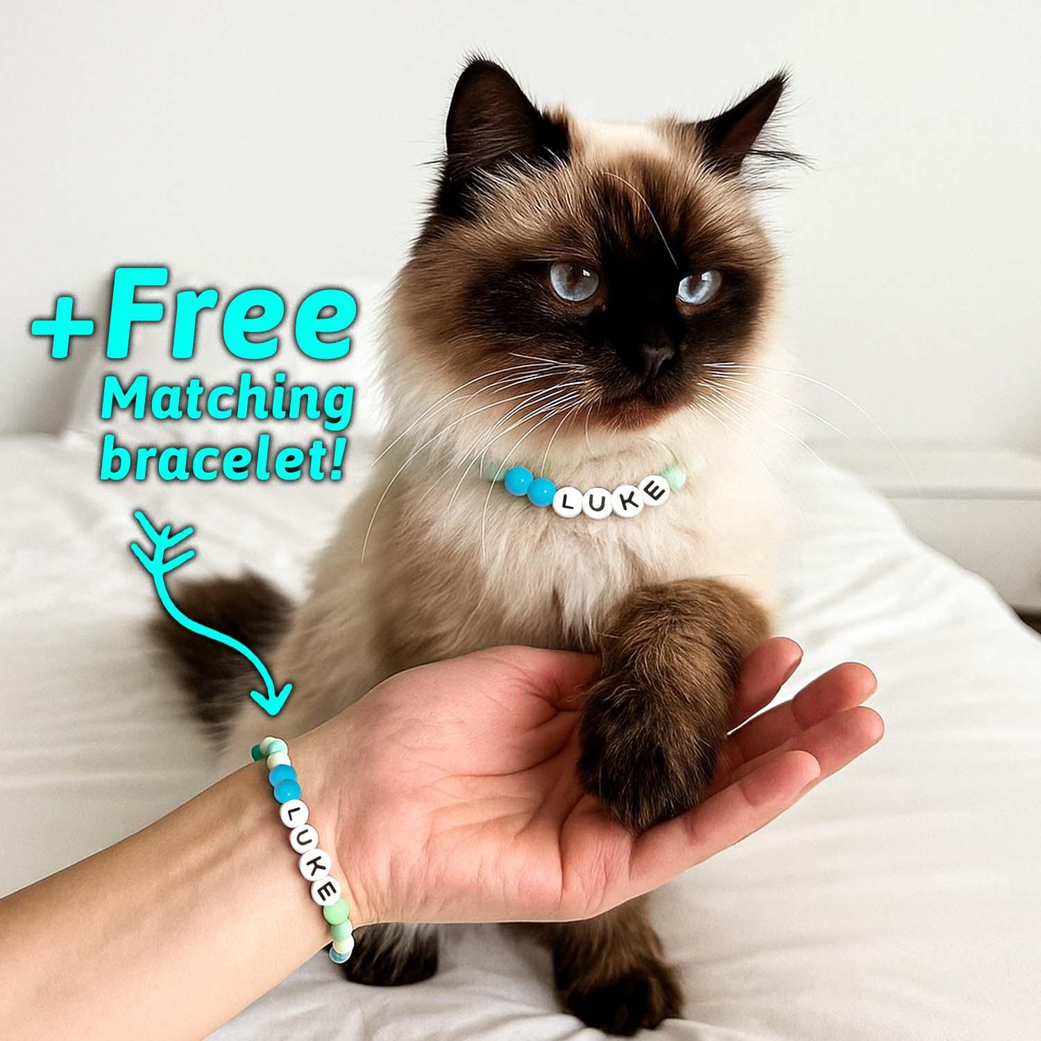 Personalized Pet Name Necklace Comes with a Free Matching Bracelet Gift for Dog - soufeelau