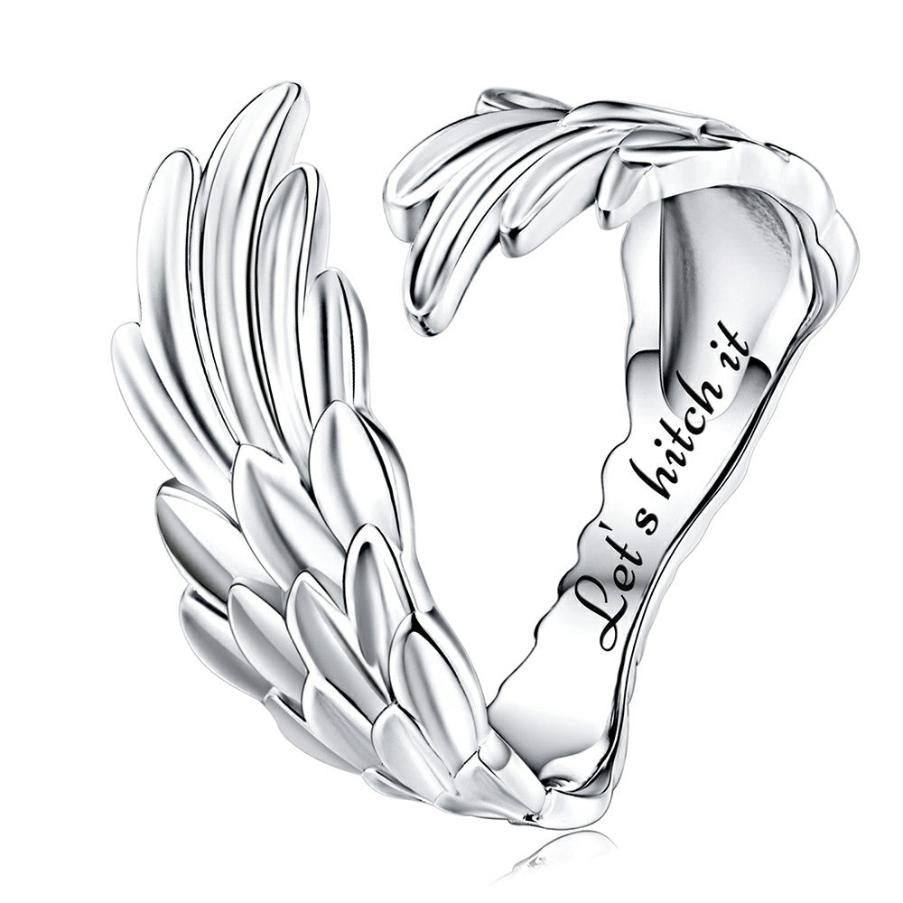 angel wings open ring 925 sterling silver kr154