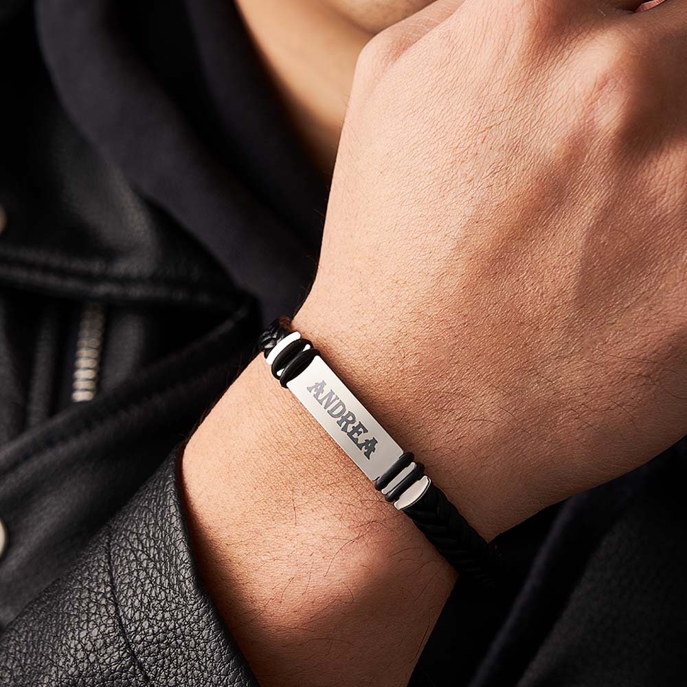 Custom Engraved Man Bracelet Fashion Gift for Him - soufeelau