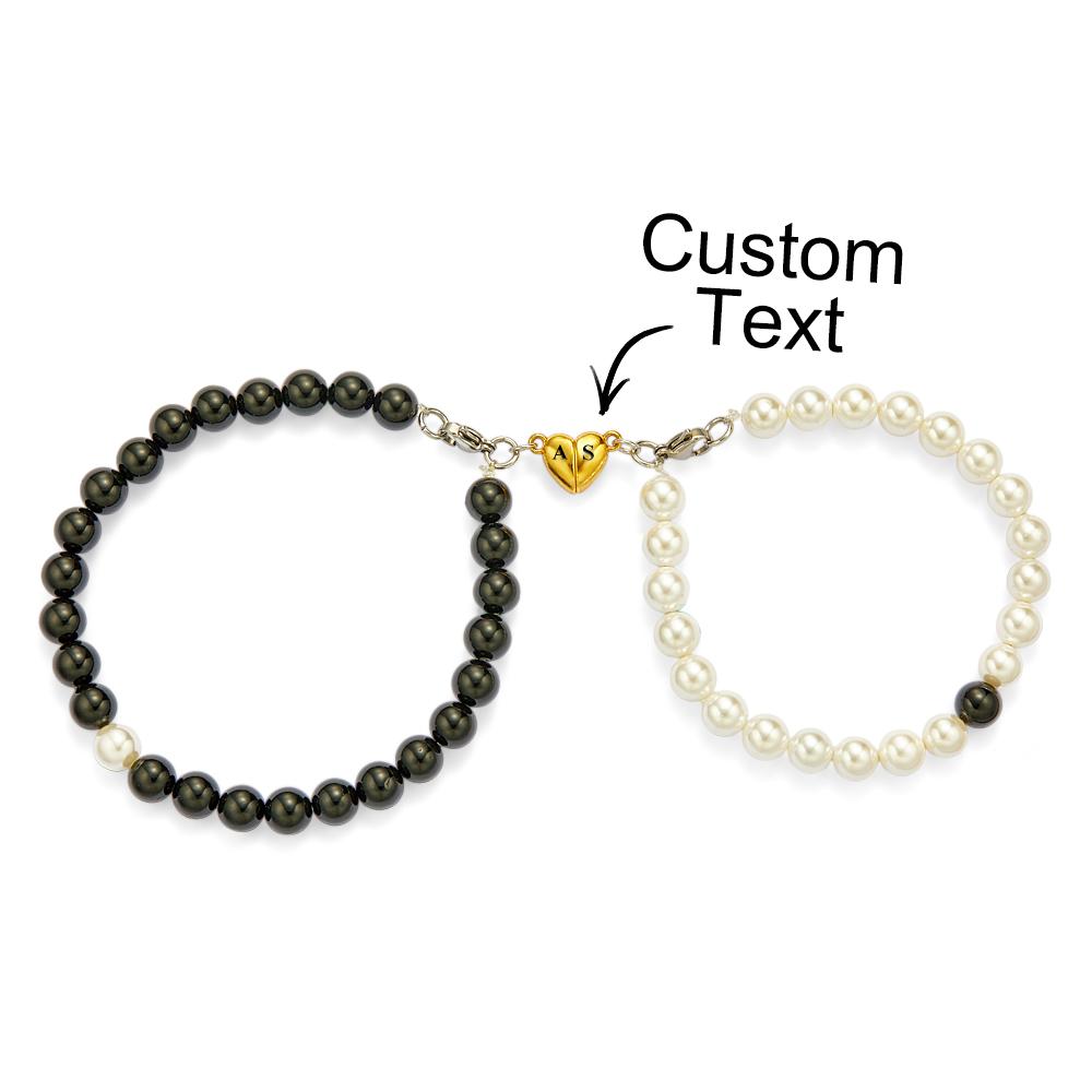 Cutom Engraved Bracelet Magnetic Heart Matching Couple Gifts - soufeelau