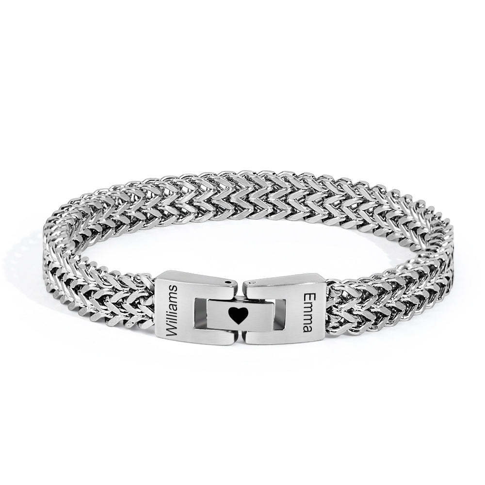 Personalized Men's Stainless Steel Interlocking Bracelet with Engraved Names Bracelet Gift for Him - soufeelau