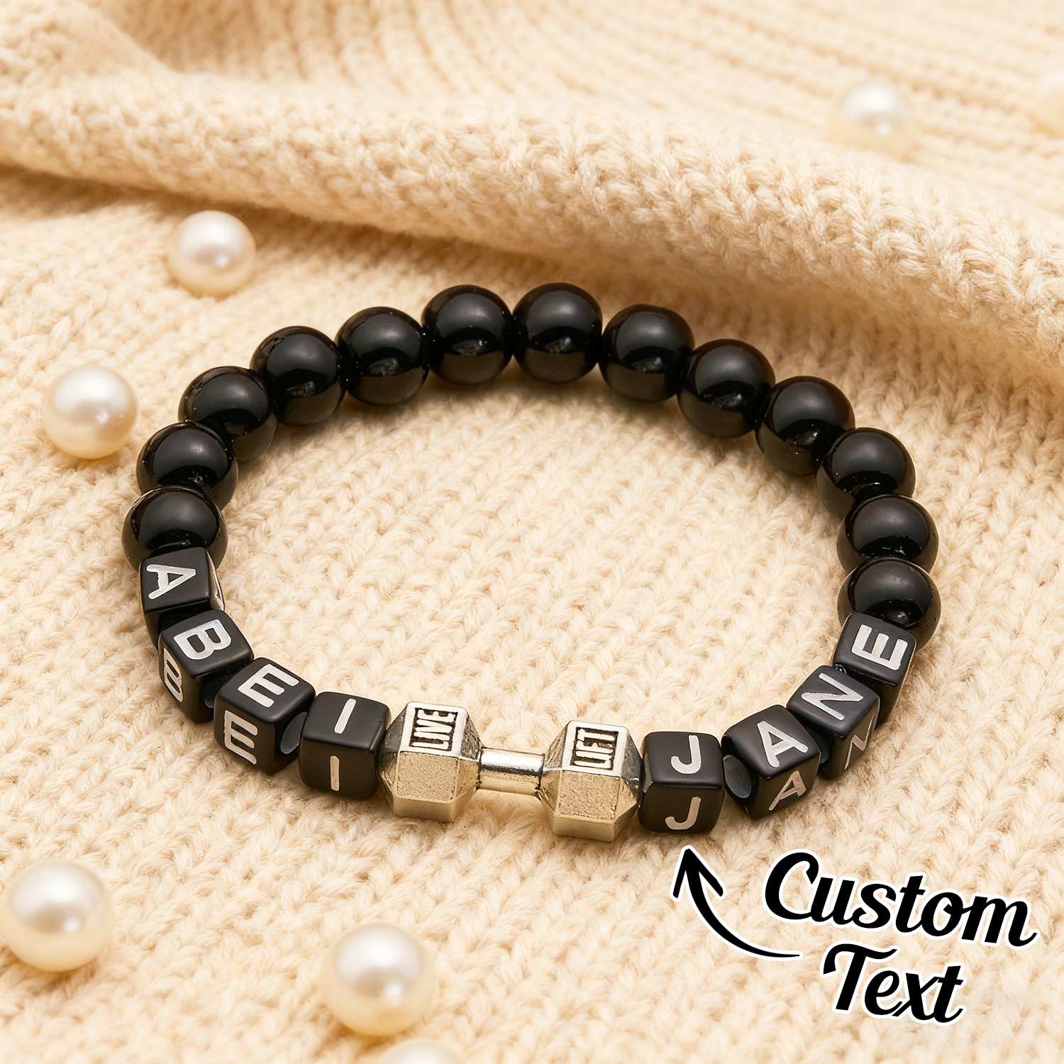 Custom Fitness Bracelet Dumbbell Bracelet Personalized Name Men's Bracelets - soufeelau