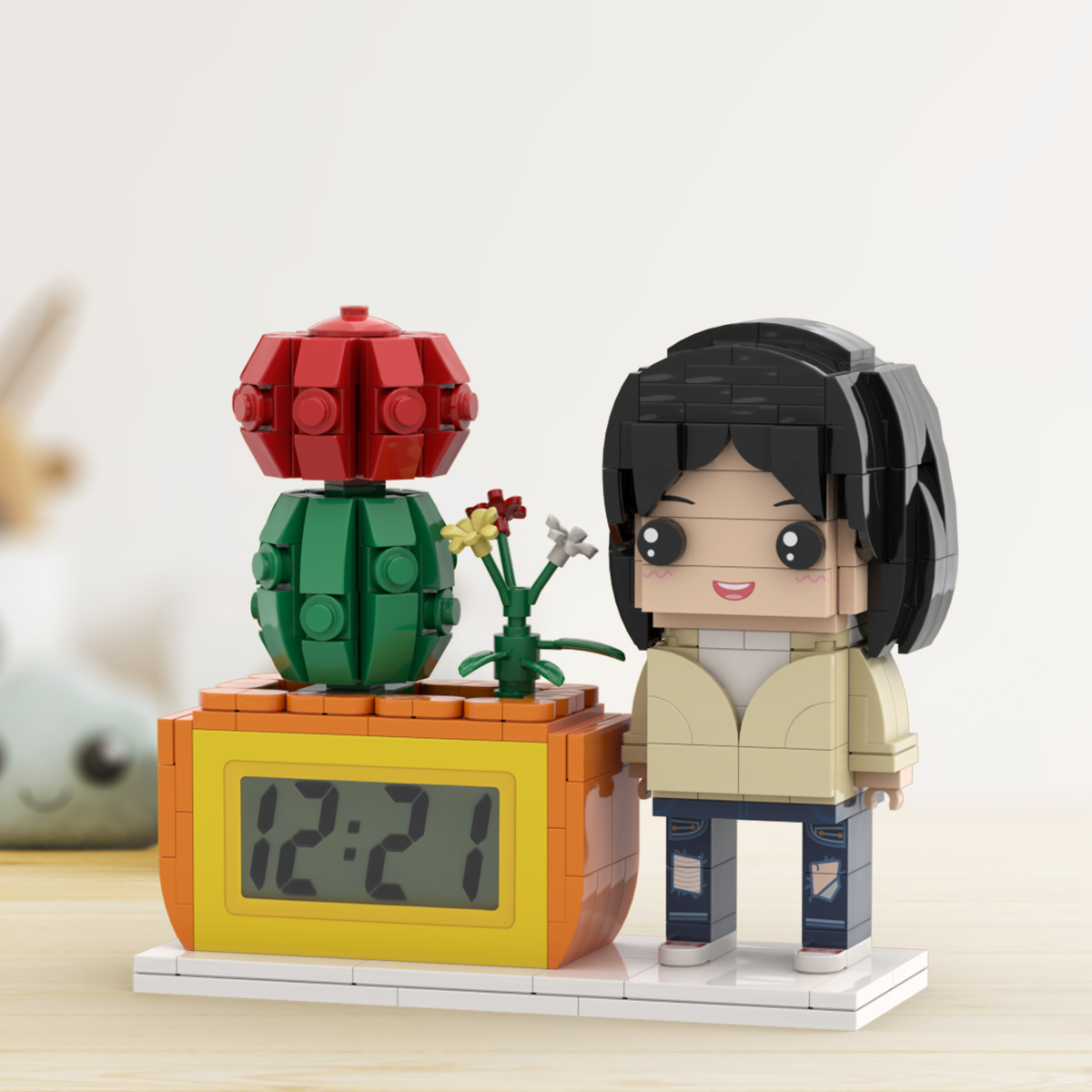 Gifts for Her Custom Brick Figures Clock Personalized Figures Potted Plant & Brick Clock - soufeelau