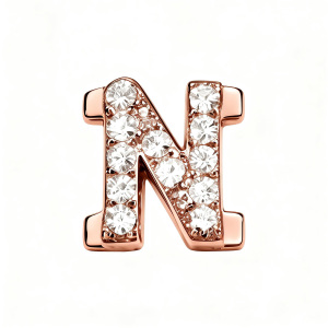 Letter With Diamond N Charm - Rose Gold