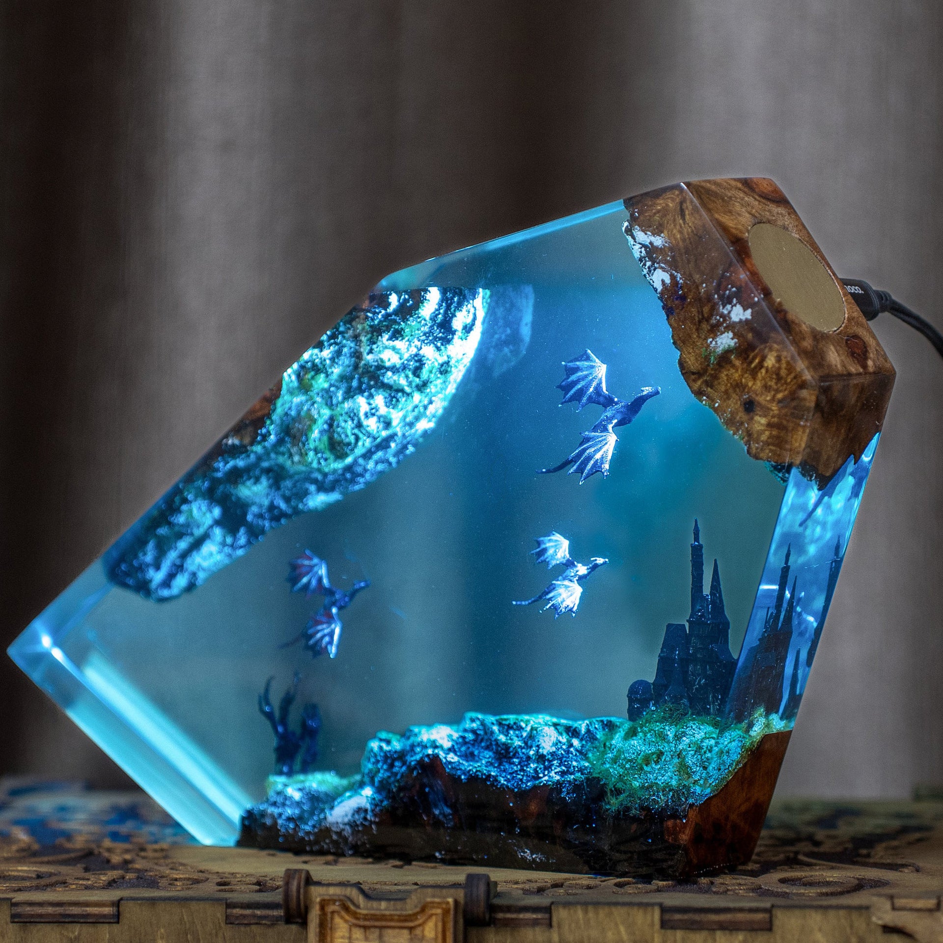 Fire Dragon And Ice Dragon Resin Lamp Dragon Resin Night Light 3D Dragon Night Light Lighting Home Gift For Him - soufeelau