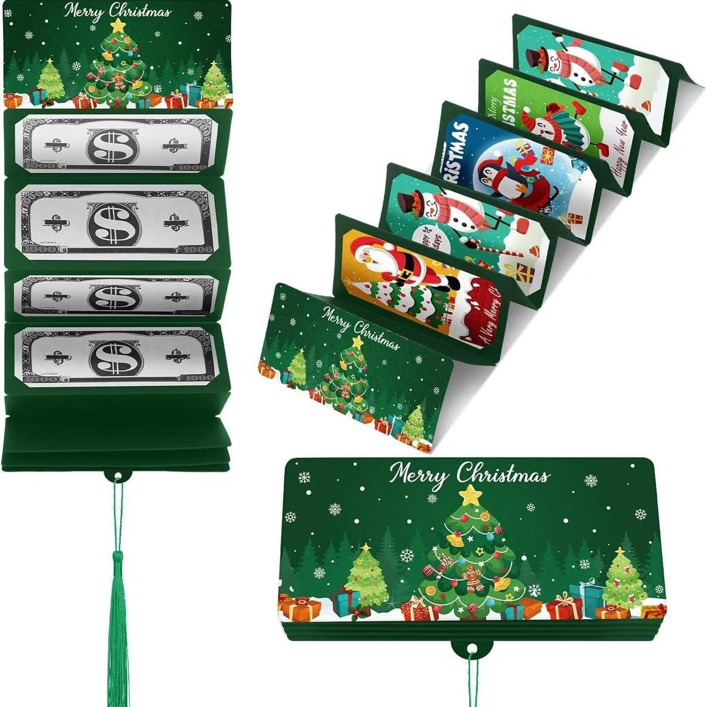 Santa Claus Dollar Bill 10-Slot 3D Money Envelope Box – Christmas Surprise Party Cash Holder - soufeelau