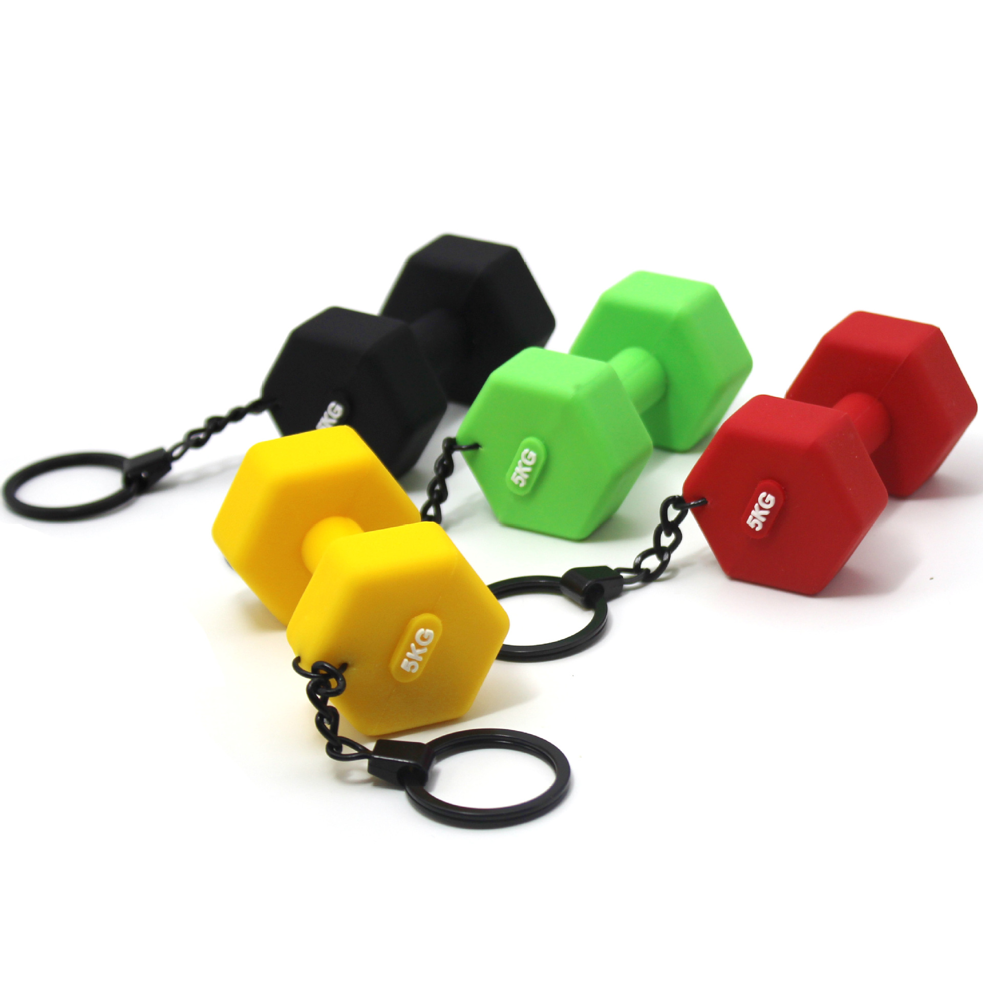 Dumbbell Rubber Keychain Accessories Equipment Pendant Mini Fitness Backpack Keychain - soufeelau