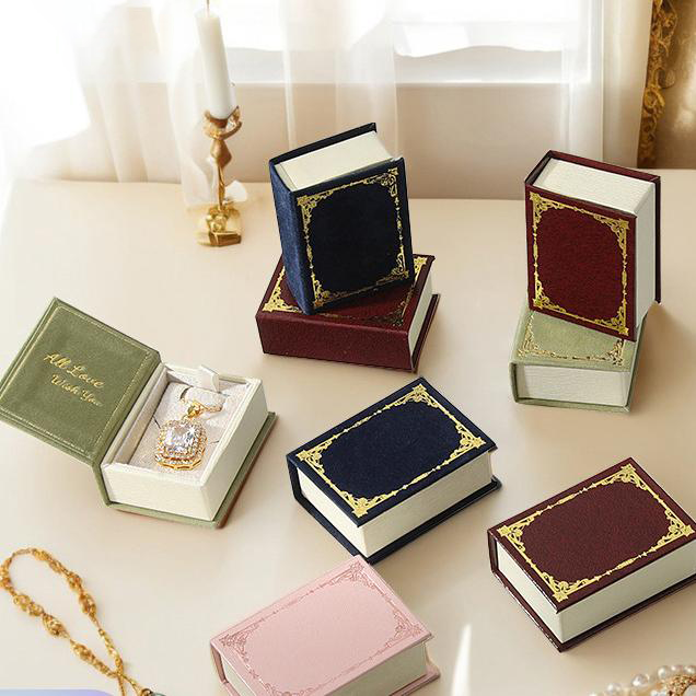 Book Shape Jewelry Box Ring Box Necklace Box Multicolor Gift Box Gift For Lover For Her (Box Only No Jewelry Included) - soufeelau