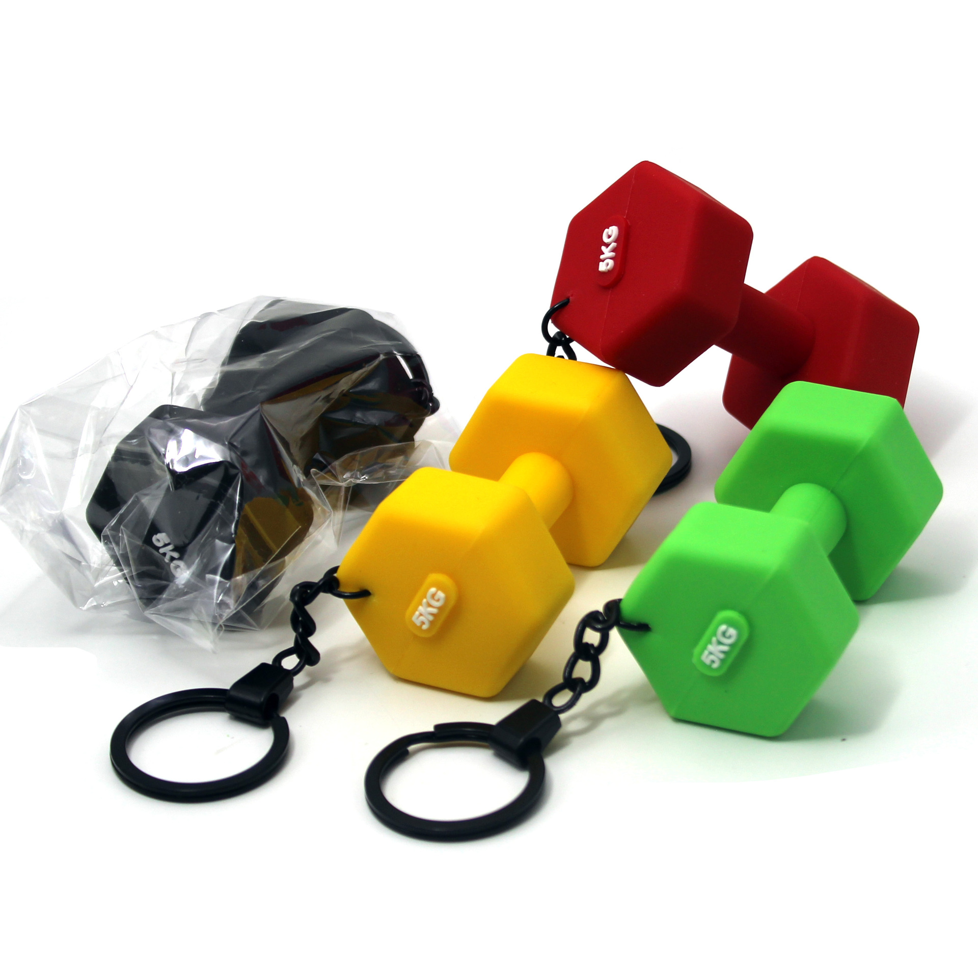 Dumbbell Rubber Keychain Accessories Equipment Pendant Mini Fitness Backpack Keychain - soufeelau
