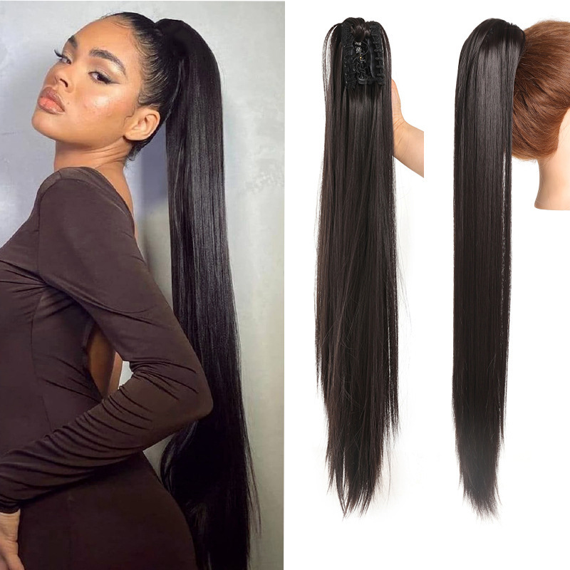 Long Straight Ponytail Hair Extension with Claw Clip – Instant High Ponytail Hairpiece for Women - soufeelau