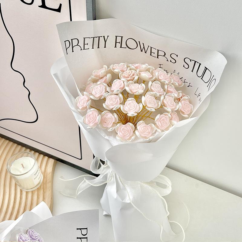 Simulation Rose Bouquet Handmade Diy Material Package Hand-held Flowers For Her Gift - soufeelau