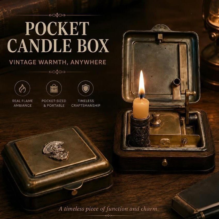 19th Century Mechanical Candle Box, Vintage Wind-Up Pocket Lighter & Candle Holder | Victorian Flame Igniter Copper Candlebox with Mechanical Riser For Home Living Room Kitchen - soufeelau