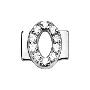 Letter With Diamond O Charm - Silver