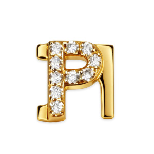 Letter With Diamond P Charm - Gold