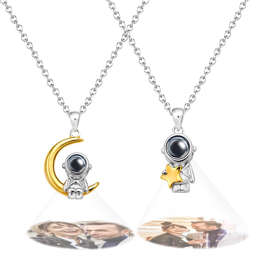 Custom Projection Necklace Astronaut Space Moon Star Couple Gifts - soufeelau