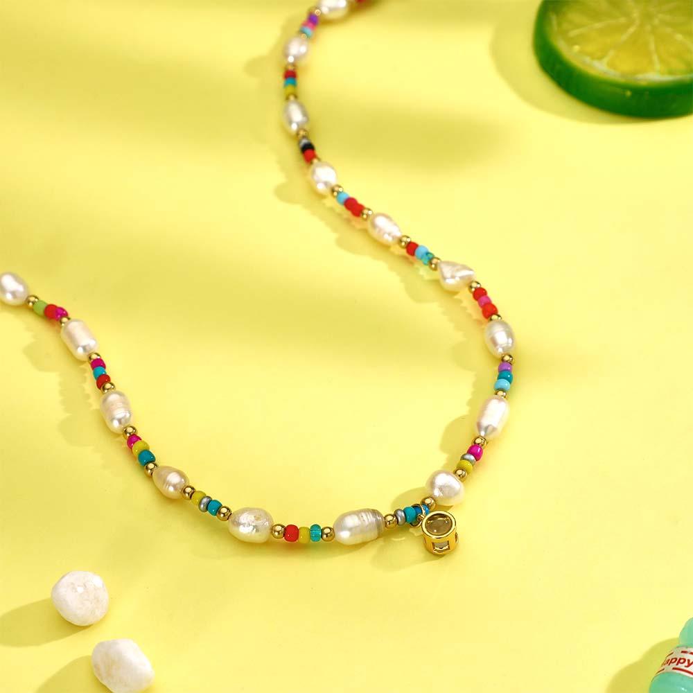 Custom Projection Necklace Colorful Bead Pearl Y2K Gift - soufeelau