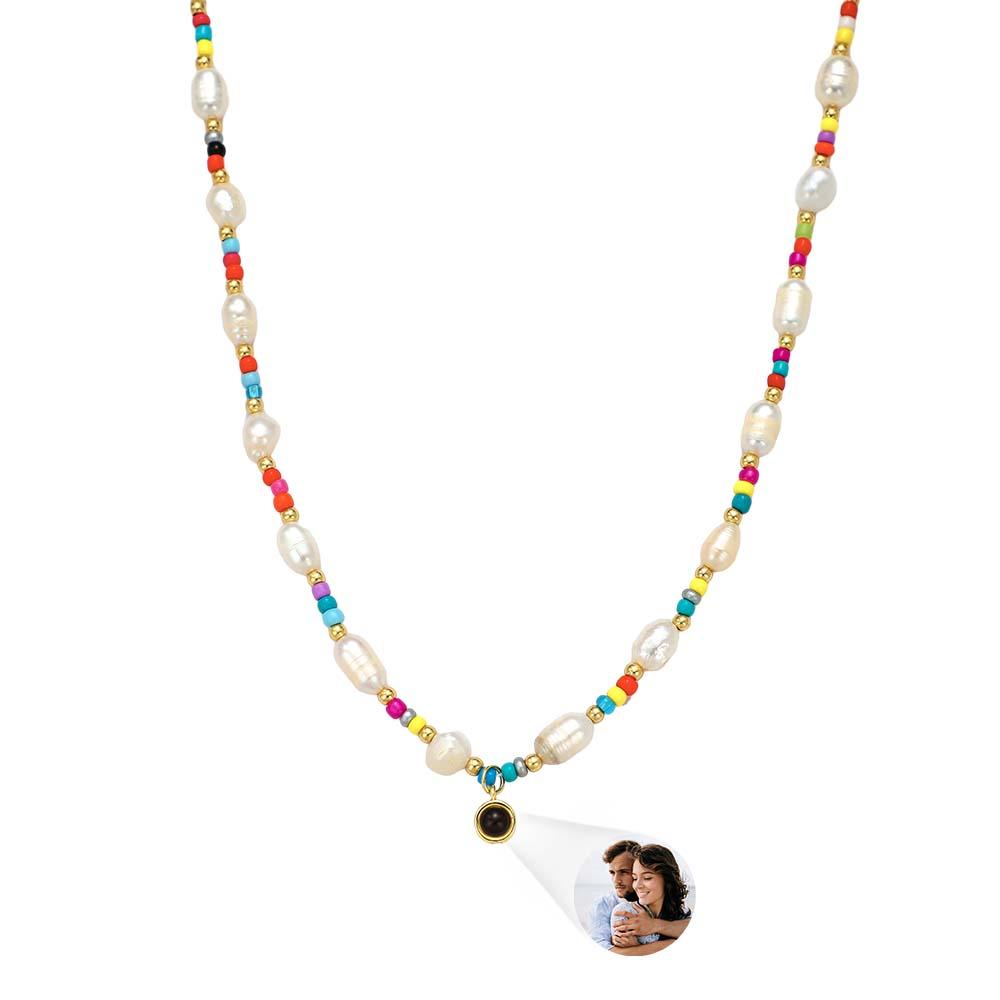 Custom Projection Necklace Colorful Bead Pearl Y2K Gift - soufeelau