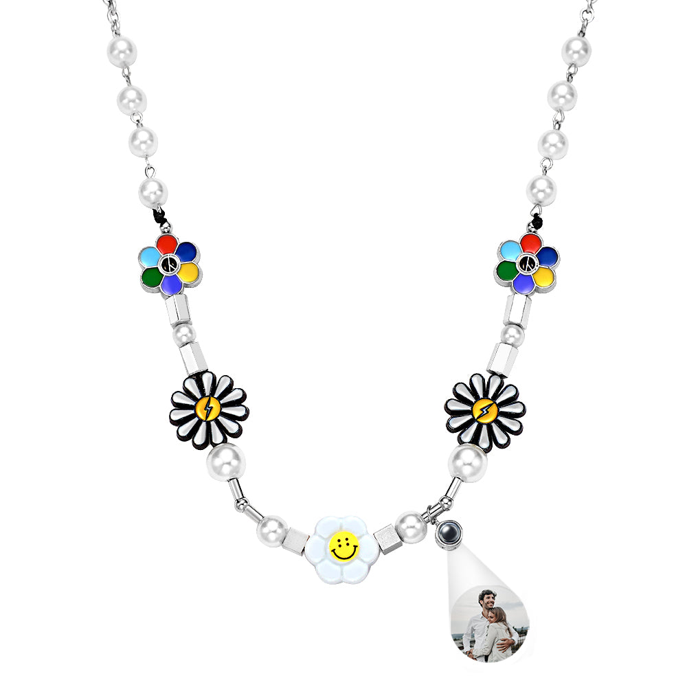 Custom Projection Neckalce Daisy Smile Funny Colorful Gift - soufeelau