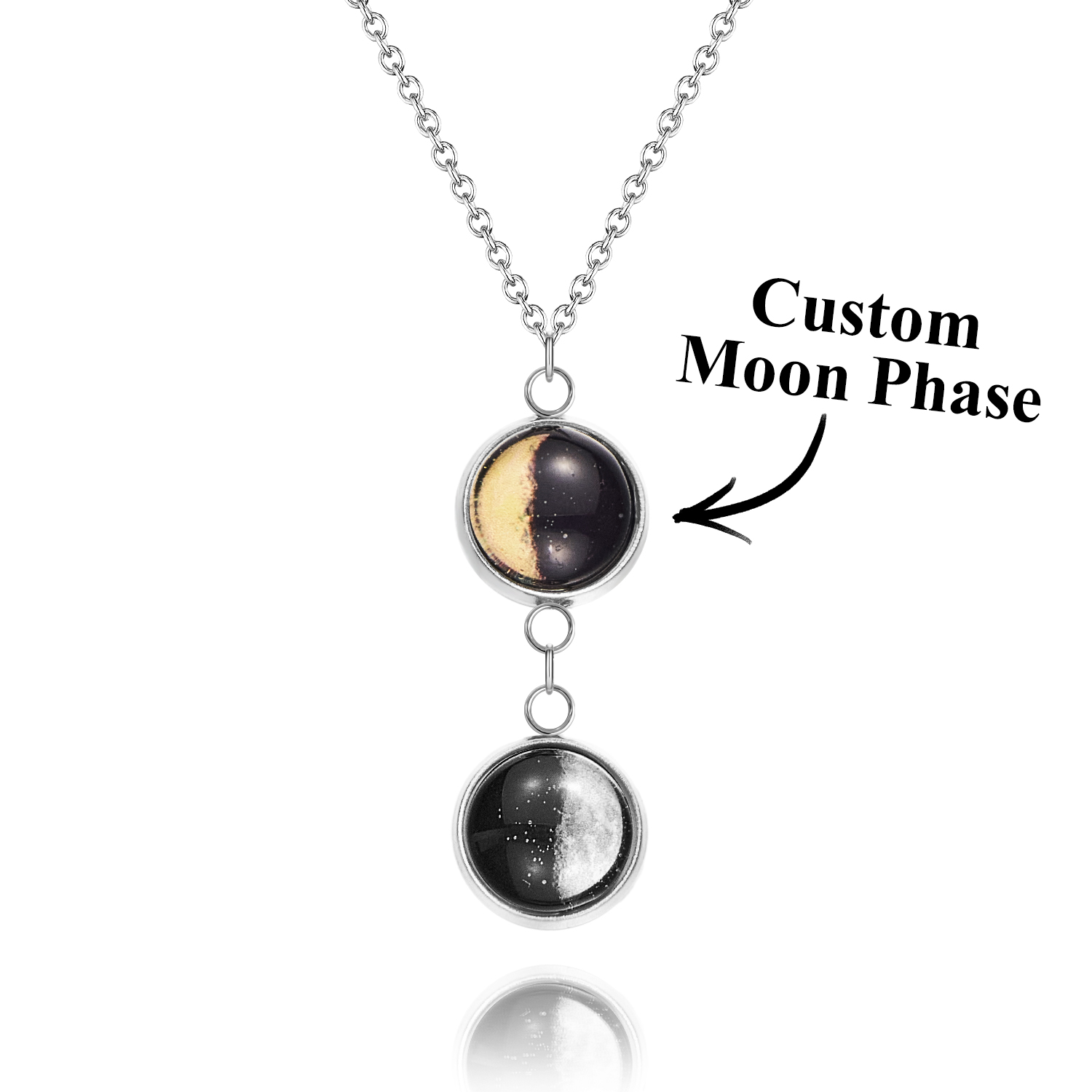 Custom Double Moon Phase Necklace Luminous Necklace Gift for Her - soufeelau