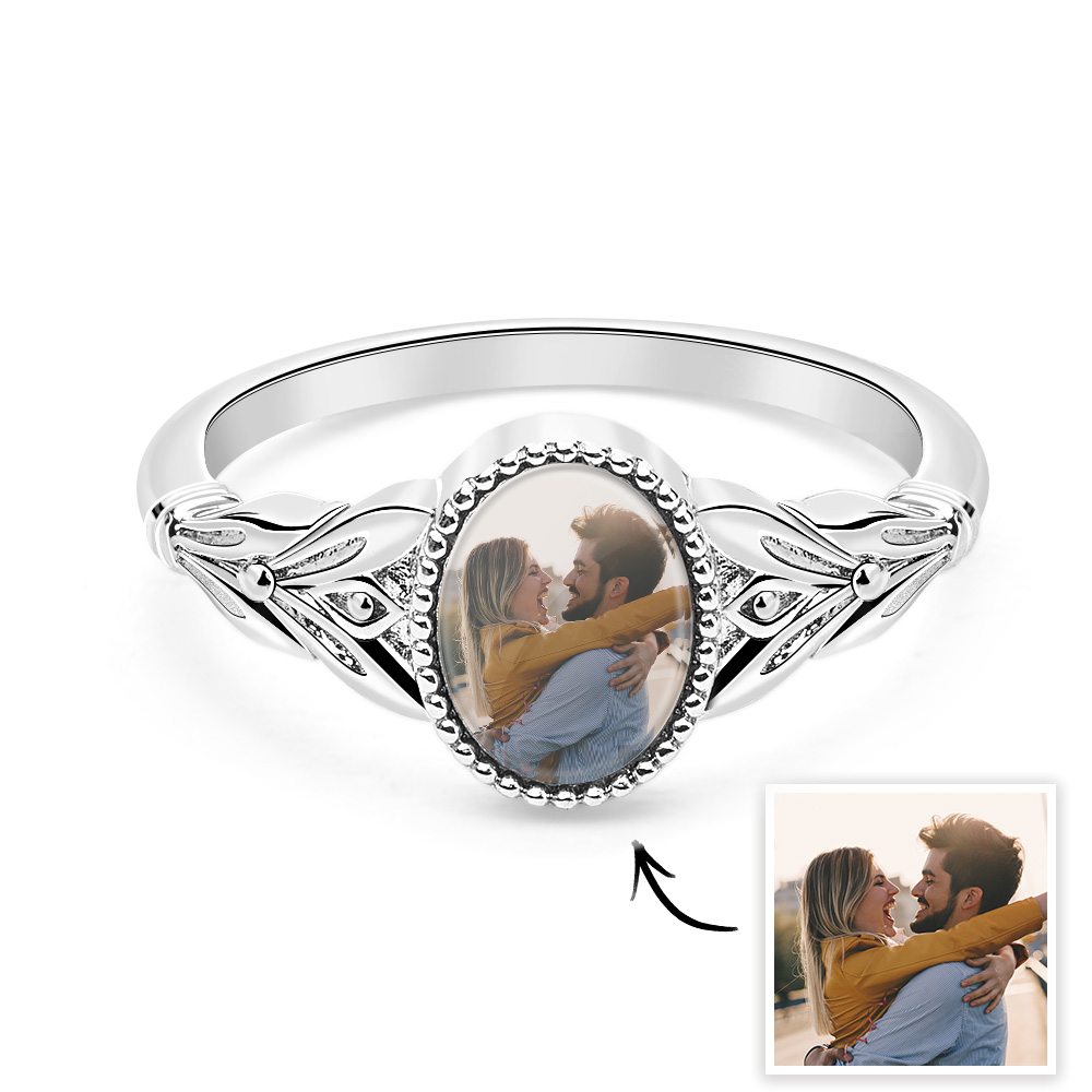 Vintage Photo Ring Custom Photo Jewelry for Couple Personalized Valentine's Day Gifts - soufeelau