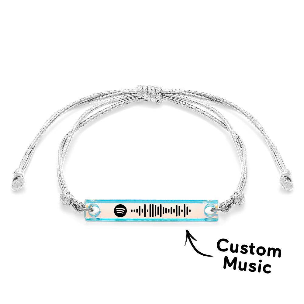 Scannable Spotify Code Transparent Gradient Color Bracelet Personalized Music Laser Colorful Acrylic Plaque Adjustable Bracelet Gift For Him - soufeelau