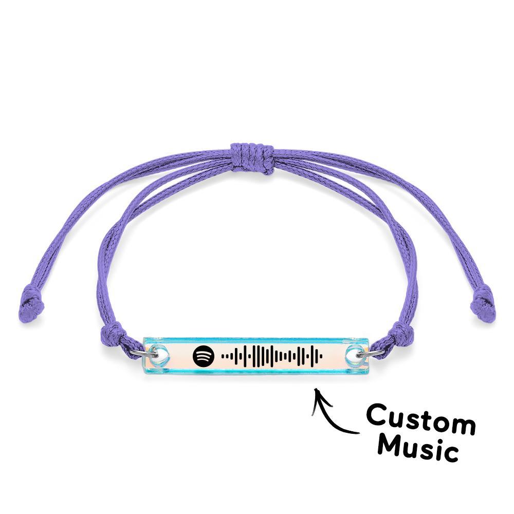 Scannable Spotify Code Transparent Gradient Color Bracelet Personalized Music Laser Colorful Acrylic Plaque Adjustable Bracelet Gift For Him - soufeelau