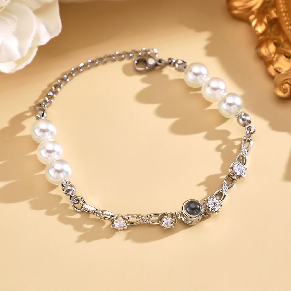 Custom Projection Bracelet Diamond Beautiful Pearl Gift - soufeelau