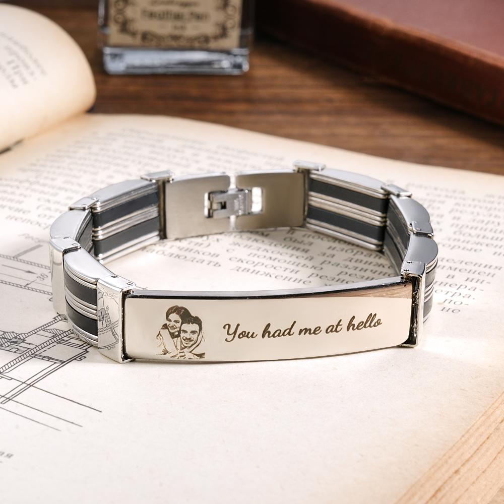 Personalized Photo Bracelet With Text Trendy Bracelet Father's Day Gift For Men - soufeelau