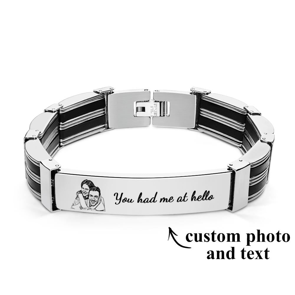 Personalized Photo Bracelet With Text Trendy Bracelet Father's Day Gift For Men - soufeelau