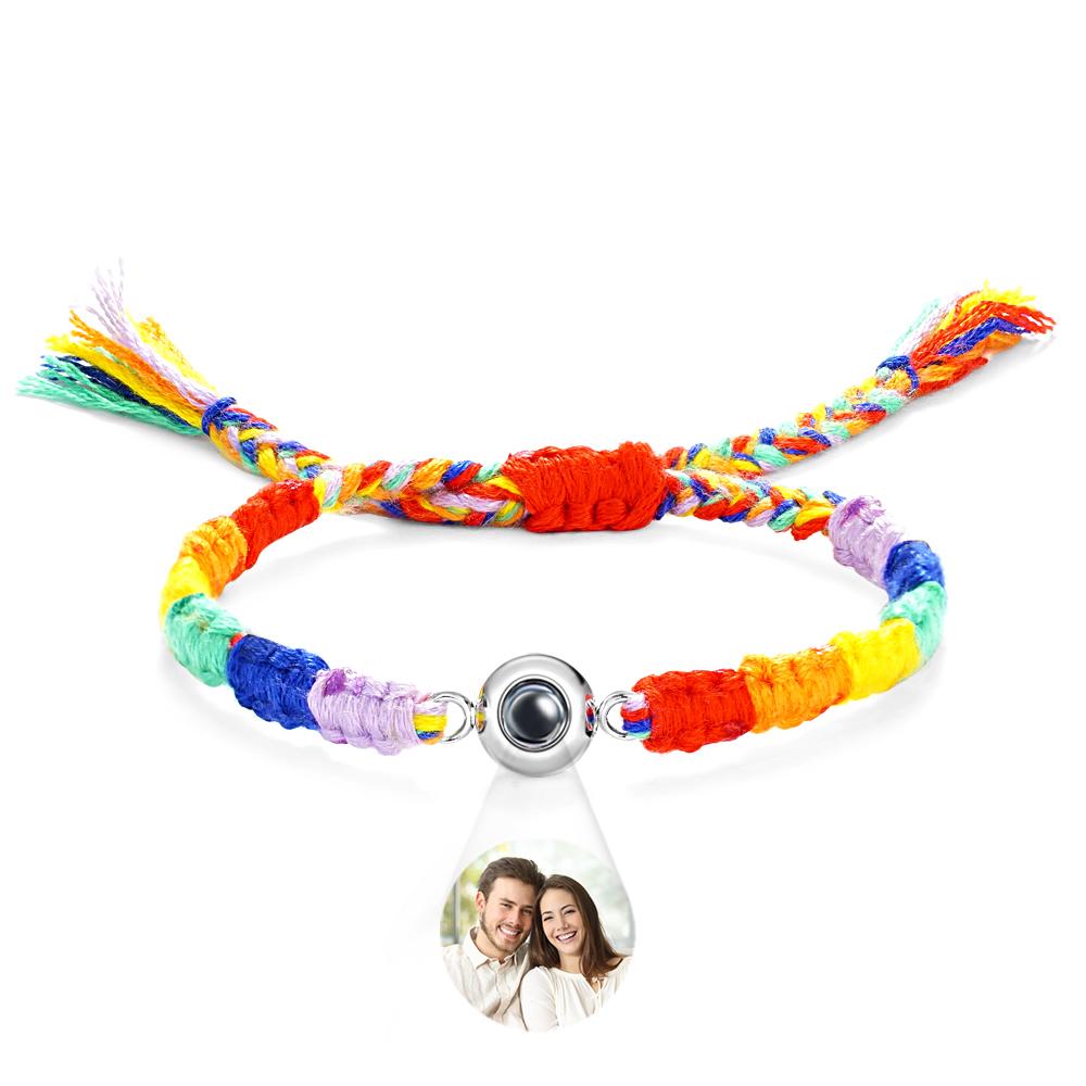 Custom Projection Bracelet Colorful Weave Commemorate Gift - soufeelau