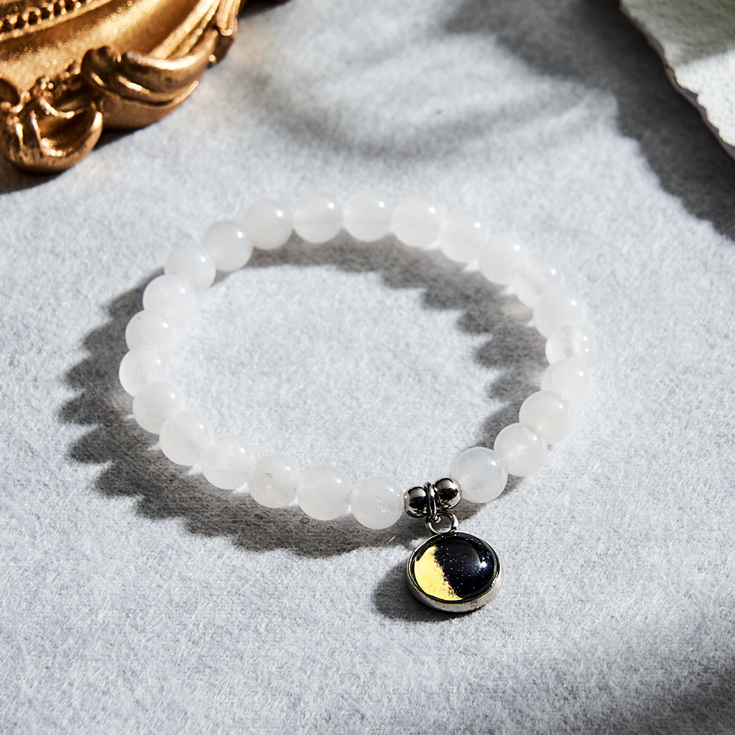 Custom Moon Phase Beads Bracelet Luminous Bracelet Gift for Her - soufeelau