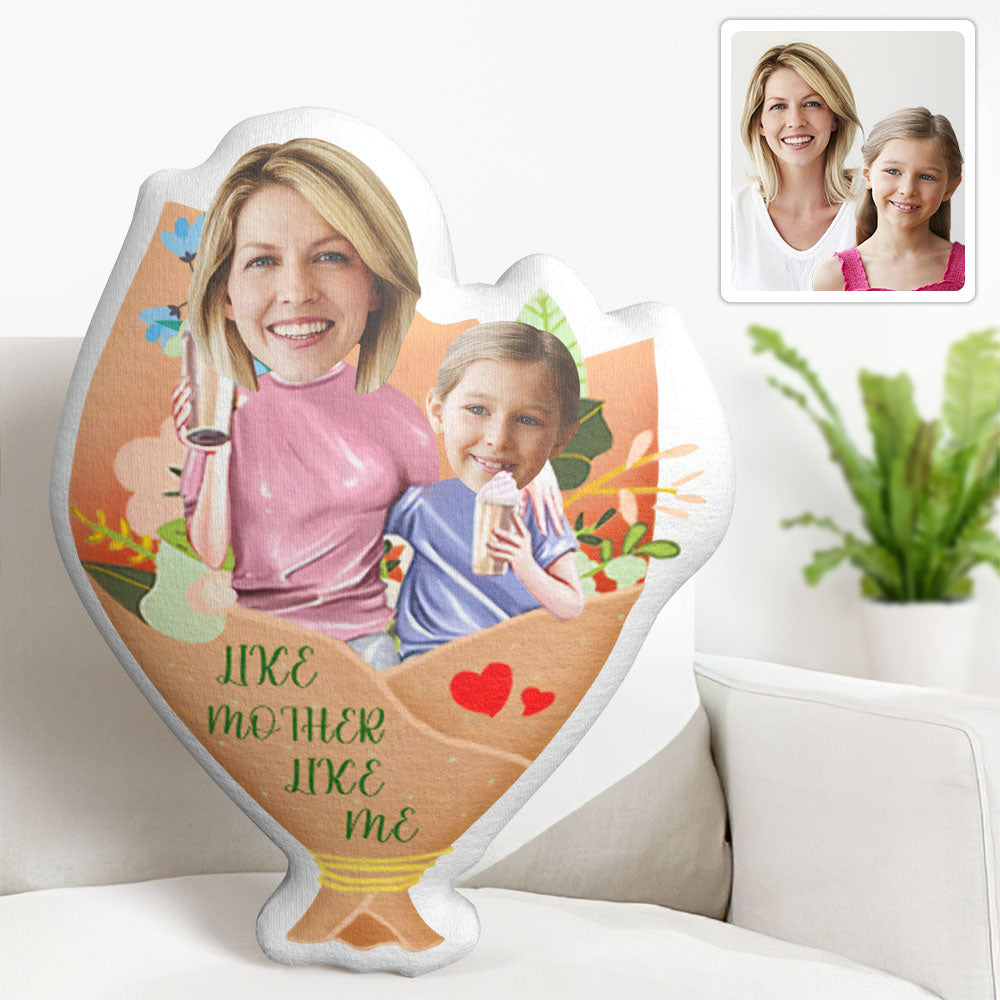 Custom Photo Face Pillow Mother's Day Flower Face Pillow Like Mother Like Me - soufeelau
