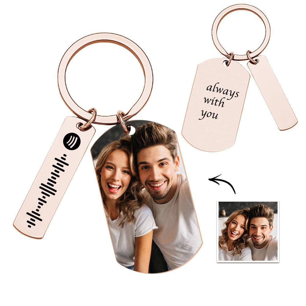 Custom Scannable Spotify Code Keychains Photo Engraved Creative Metal Gifts - soufeelau