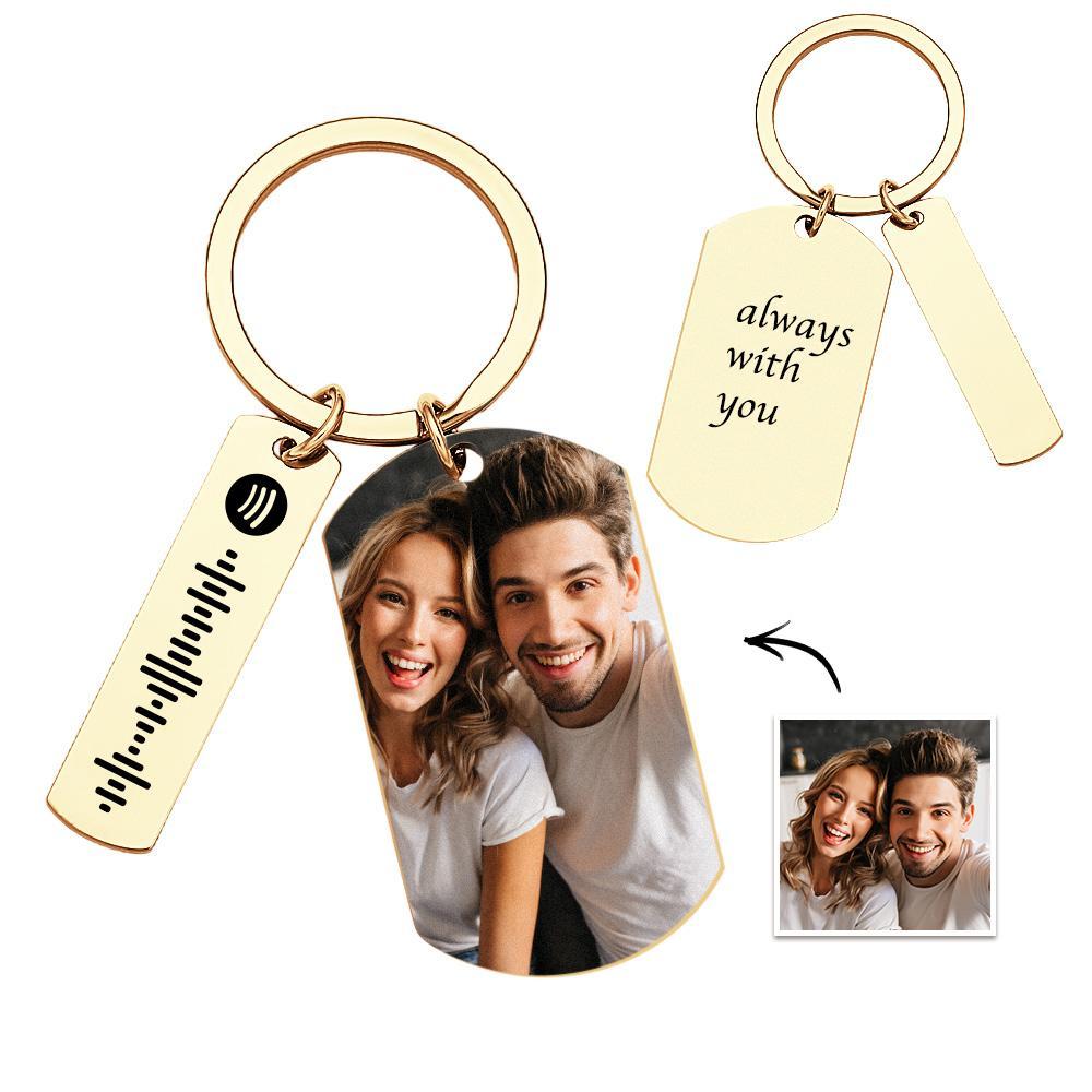 Custom Scannable Spotify Code Keychains Photo Engraved Creative Metal Gifts - soufeelau