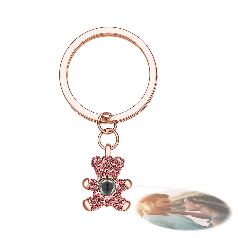 Custom Photo Projection Keychain Cute Bear Personalized Photo Keychain Gift - soufeelau