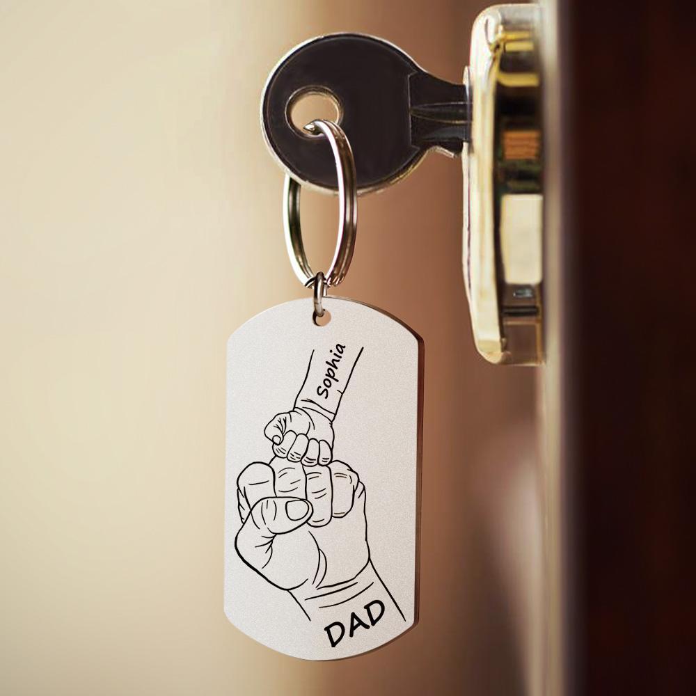 Personalized Dad Keychain With Text Custom Kids Name Keychain Gift Photo Key Ring Gift For Dad - soufeelau