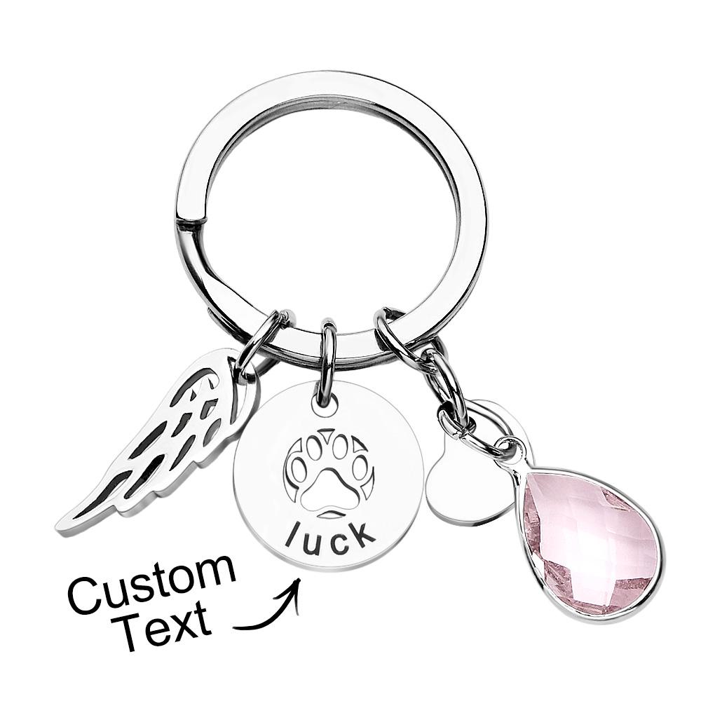 Custom Engraved Birthstone Keychain Memorial Gift for Pet Lover - soufeelau