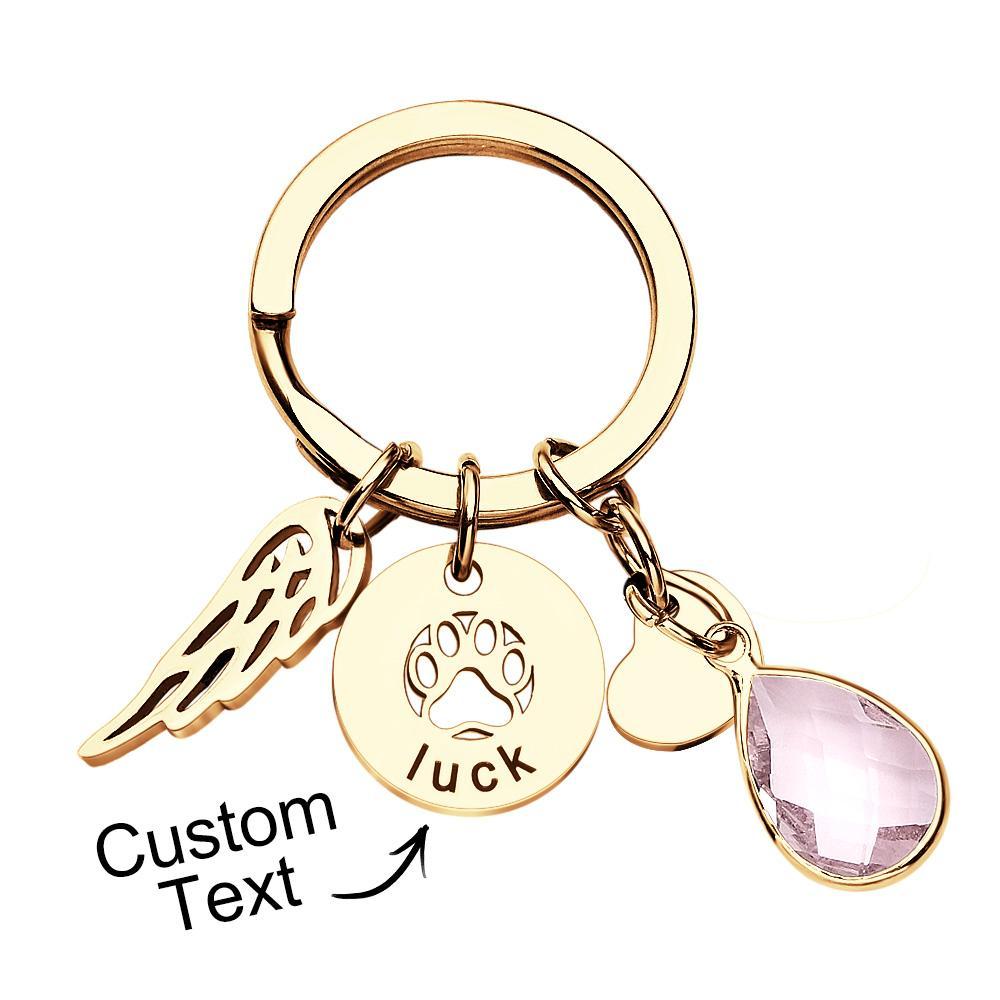 Custom Engraved Birthstone Keychain Memorial Gift for Pet Lover - soufeelau