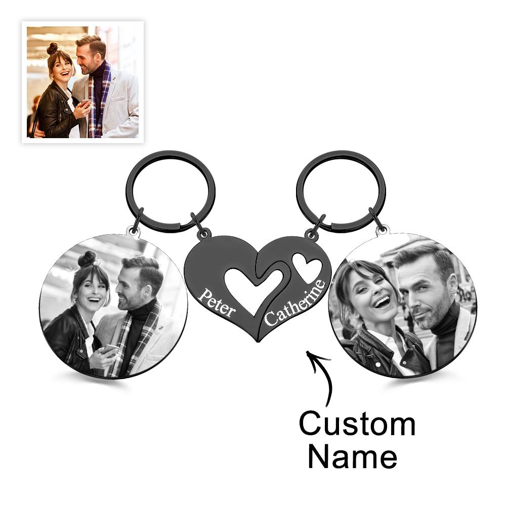 Engravable Keychain Set Custom Photo The Love Between Theme Gifts For Couples - soufeelau