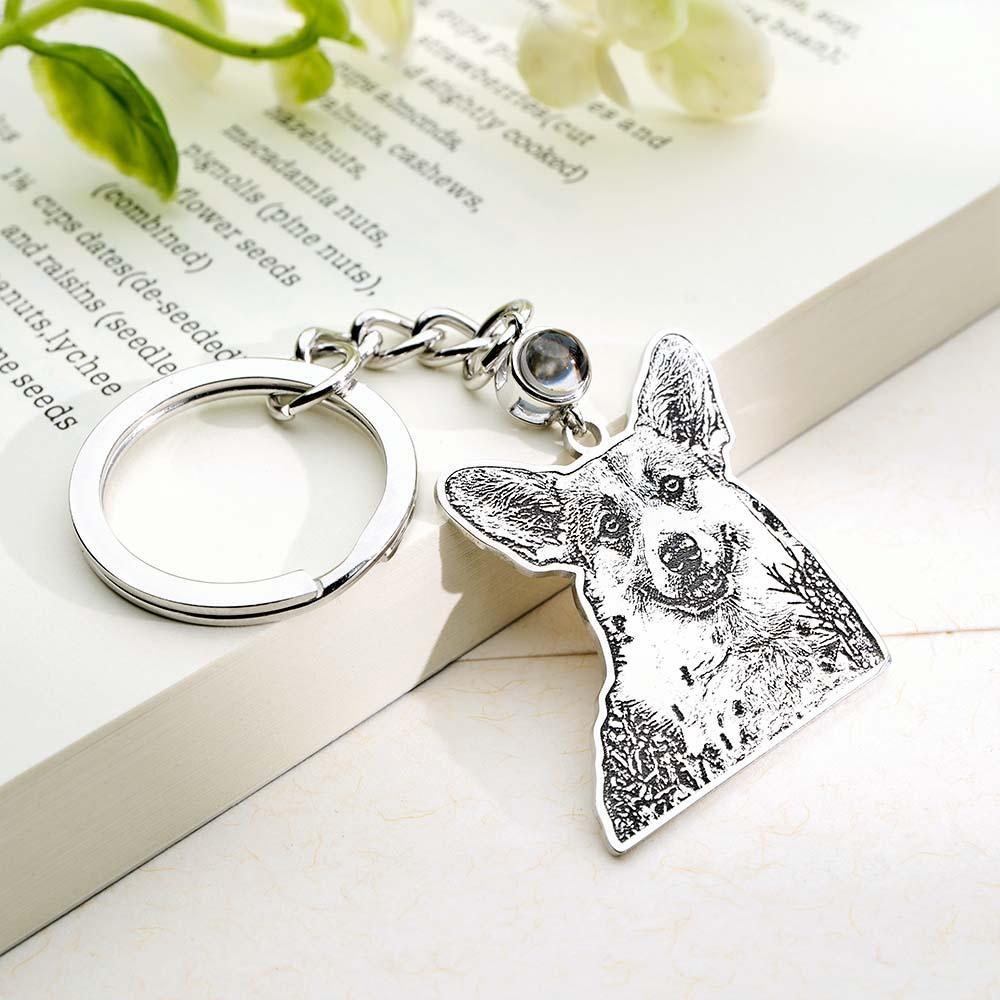 Personalized photo projection keychain Creative Engraved Keychain Anniversary Gifts - soufeelau