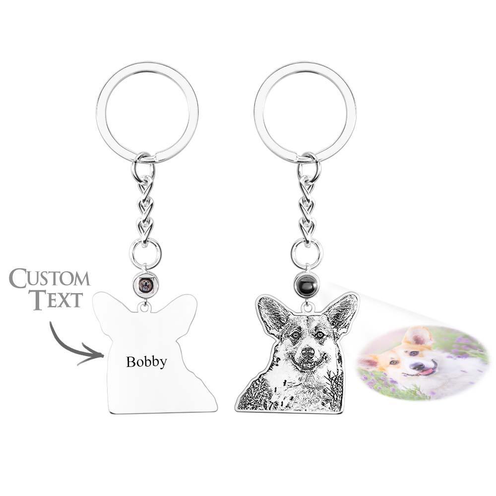Personalized photo projection keychain Creative Engraved Keychain  Anniversary Gifts - soufeelau