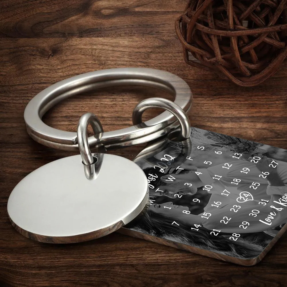 Custom Calendar Keychain Photo Engraved Keyring Anniversary gift - soufeelau